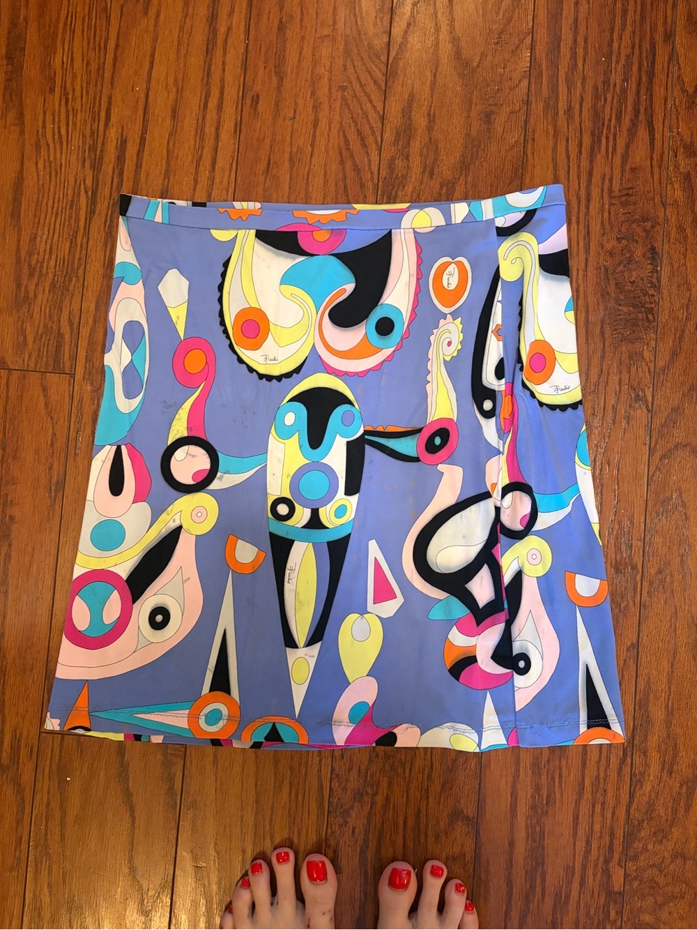 Vibrant Abstract Print Mini Skirt - Blue